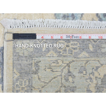 6'1"X9' Ivory Hand Knotted Fine Peshawar Soft Wool Oriental Rug