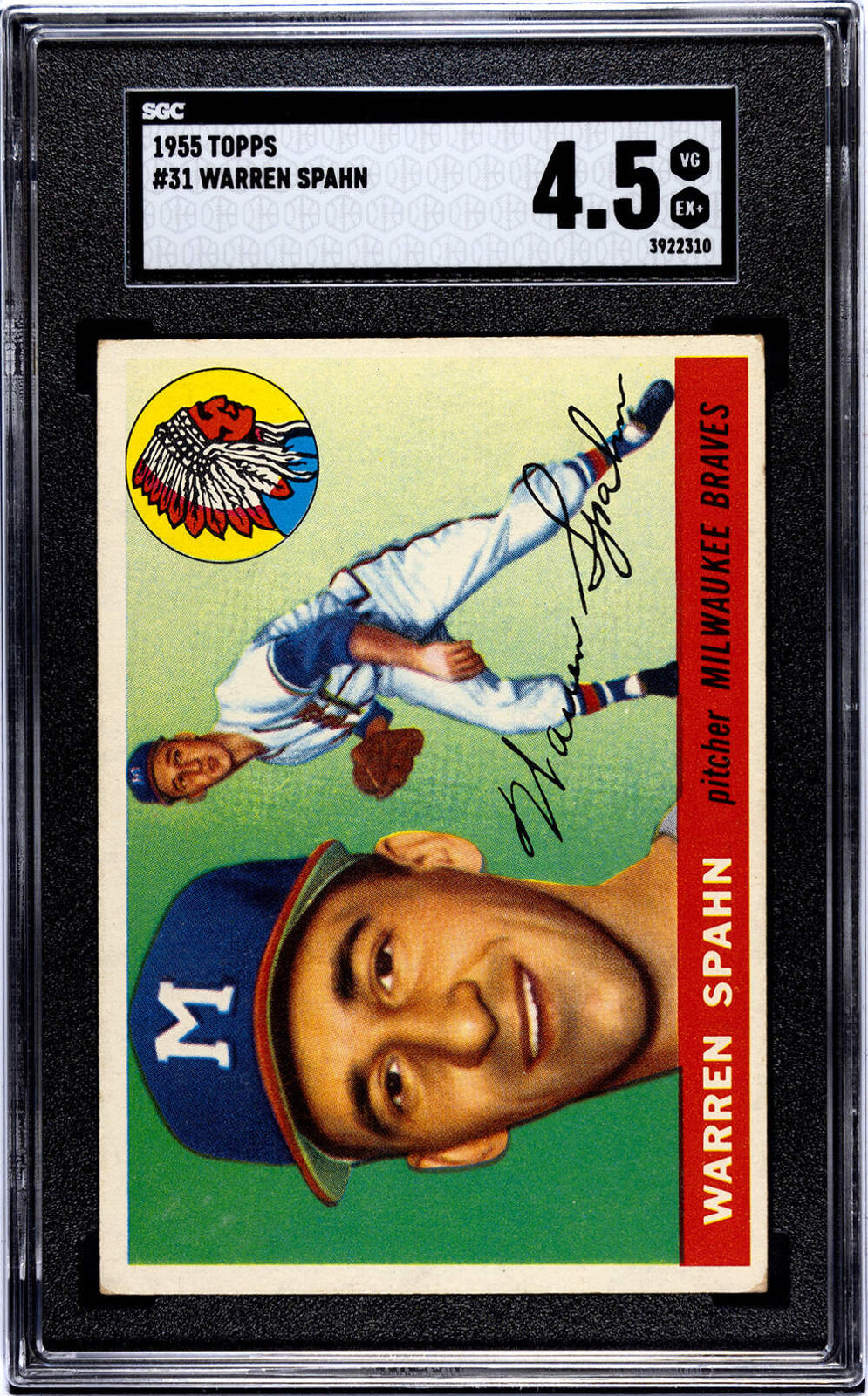 Warren Spahn 1955 Topps Card #31 Sgc 4.5