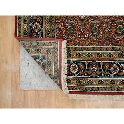 6'1"X9' Red Herrita Design Wool/Silk 175 Kpsi Hand Knotted Rug