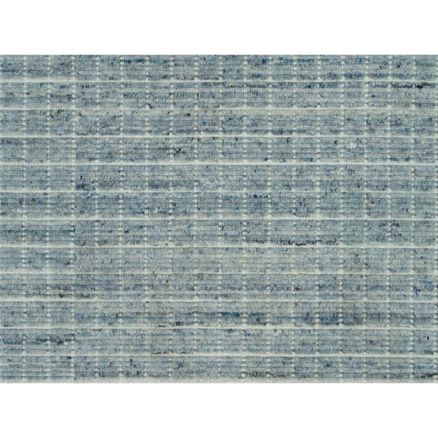10'X13'9" Mercury Blue Loomed Knotted Wool Modern Box Design Oriental Rug