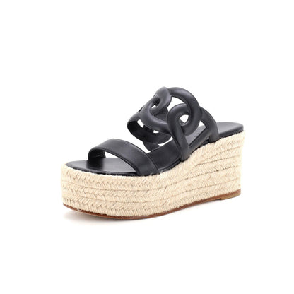 Hermes Women'S Epopee Espadrille Wedge Sandals Leather