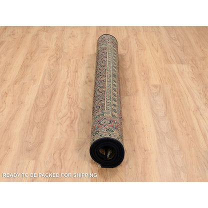 5'9"X5'9" Blue Herrita Hand Knotted Wool 175 Kpsi Square Rug