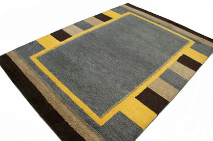Handmade Indo-Gabbeh Oriental Rug Geometric