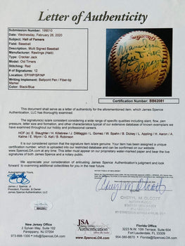 Hall Of Famers Autographed Cracker Jack Old Timers Day Baseball (Jsa)