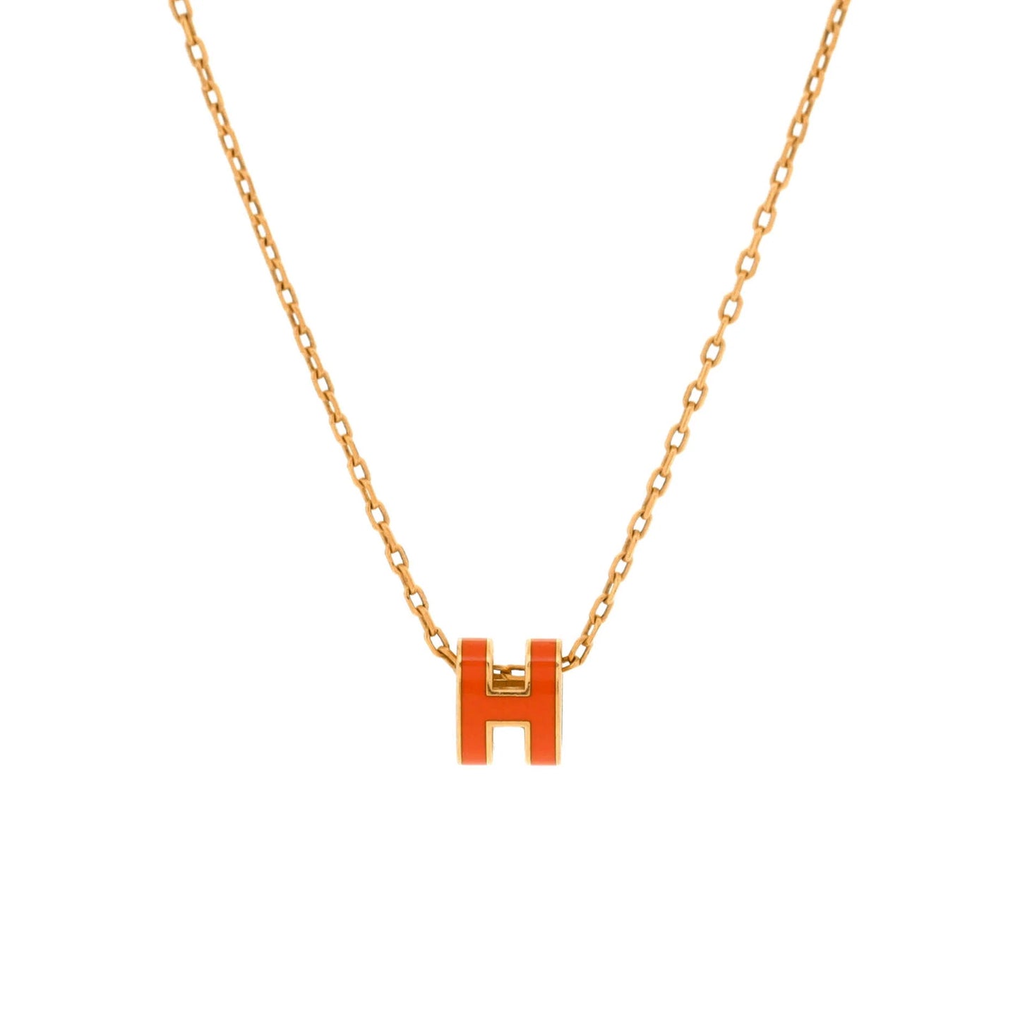 Hermes Pop H Pendant Chain Necklace Metal And Enamel Mini