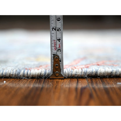 2'6"X5'9" Dolphin Gray Hand Knotted Peshawar Birds Paradise Runner Rug