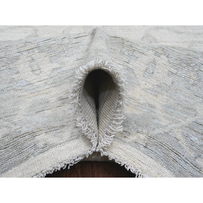 8'10"X17'4" White Afghan Angora Oushak Wool Hand Knotted Oversized Rug