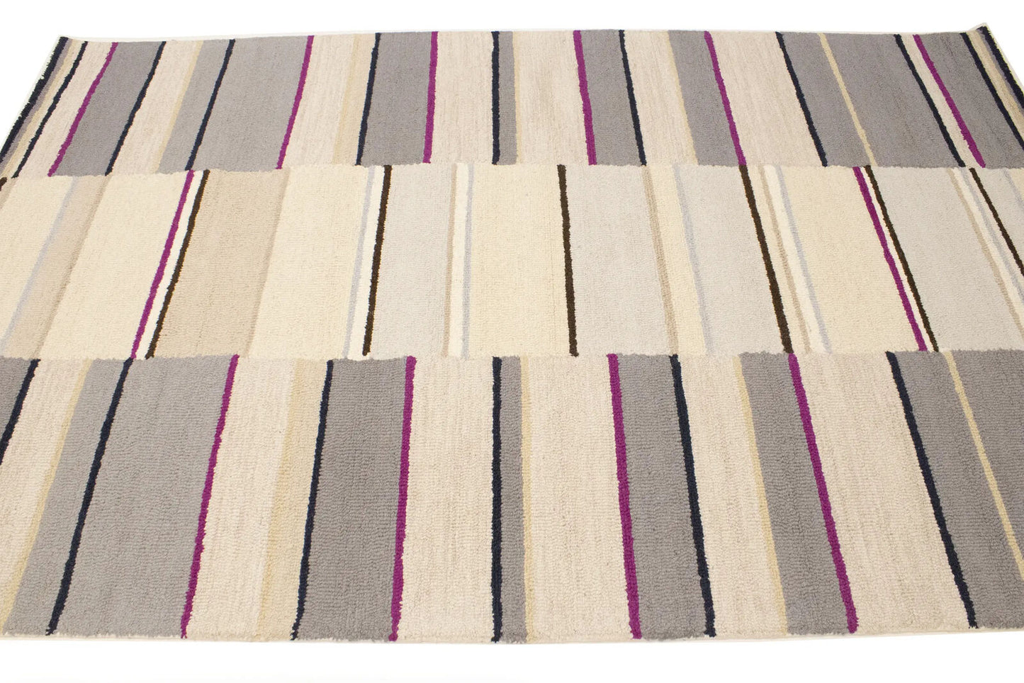Contemporary Multicolored Stripes 5X8 Hand-Tufted