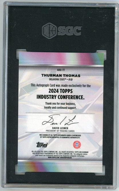Thurman Thomas 2024 Topps Industry Conference Autographed Sgc 10 Auto 10