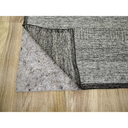 10'X14' Black Wool Rug Hand Knotted Oxidized & Distressed Grass Design