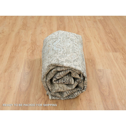 8'3"X10' Gray Hand Knotted Transitional Design Wool And Silk Rug