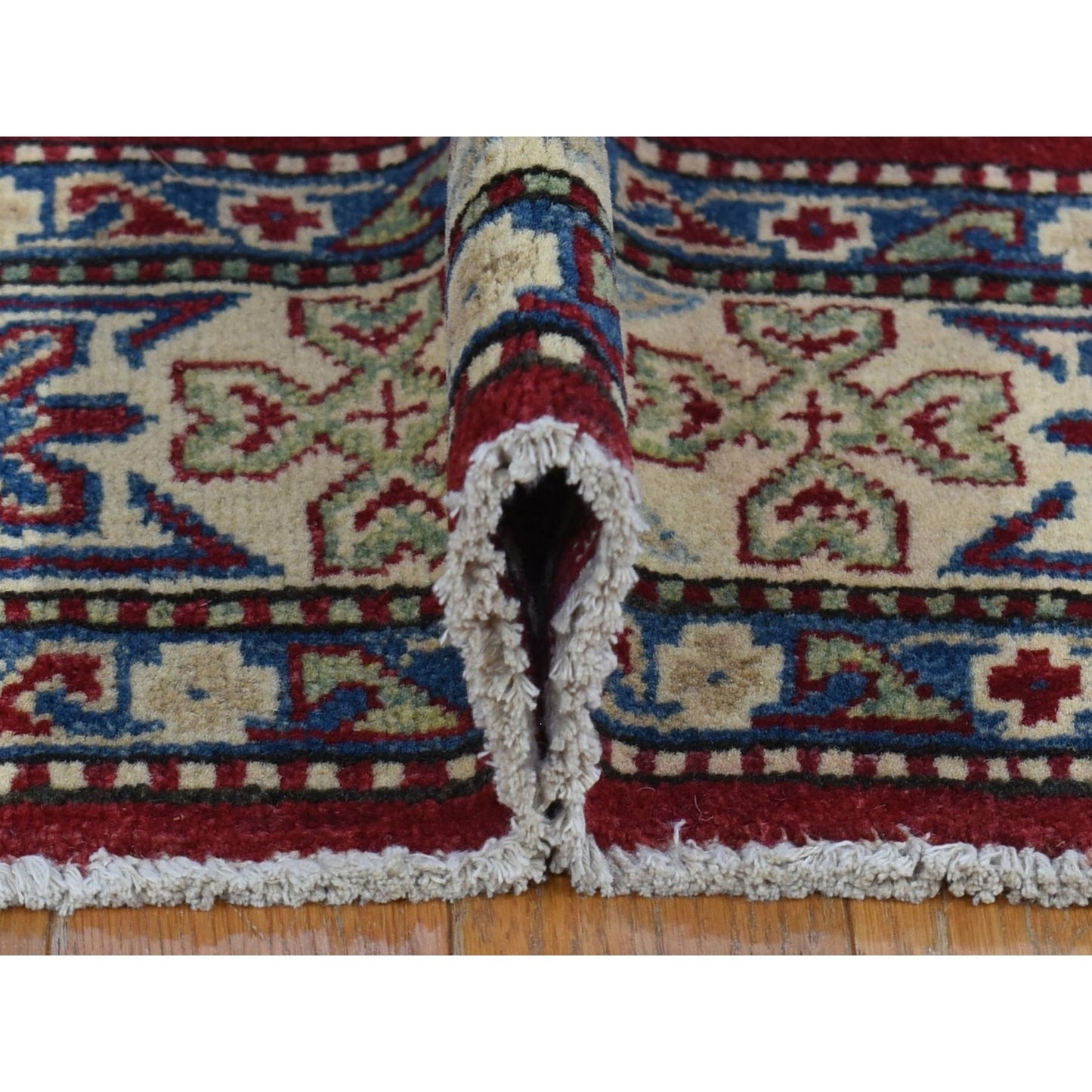 5'3"X7'1" Rich Red Afghan Special Kazak Hand Knotted Pure Wool Rug
