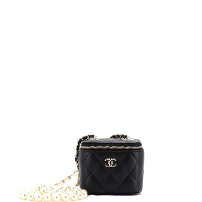 Chanel Vanity Case With Pearl Chain Quilted Lambskin Mini