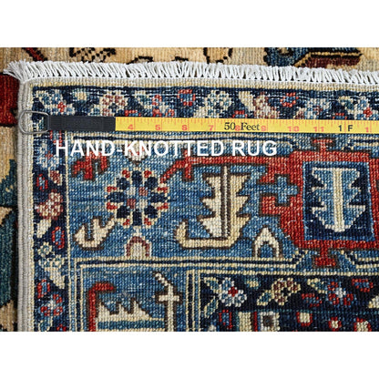 5'3"X8'6" Ivory Zoroastrian With Serrated Gul Motif Wool Hand Knotted Rug