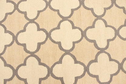 Cream Beige Trellis Style Rug Hand-Tufted Modern