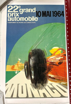 Monaco Grand Prix 1964 J May J Ramel Vintage Automobile Racing Poster