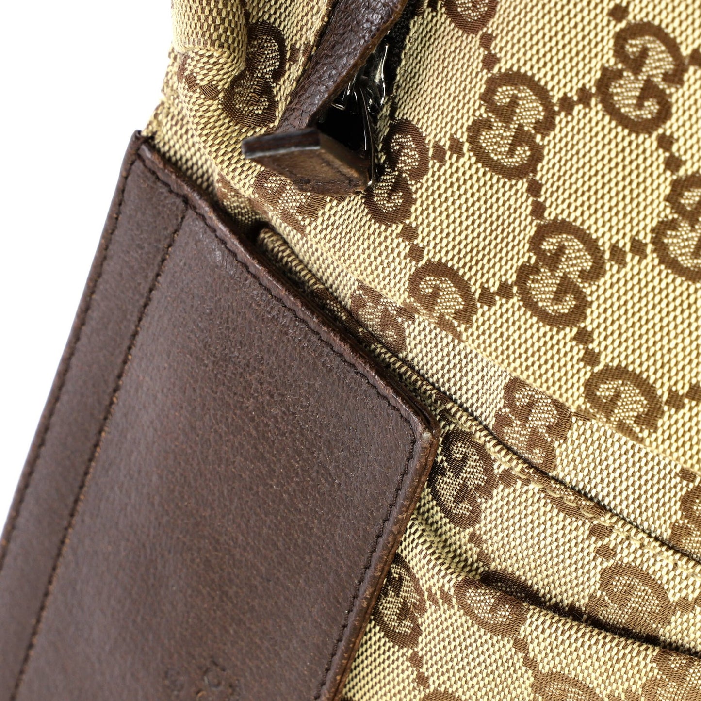 Gucci Vintage Double Belt Bag Gg Canvas With Leather