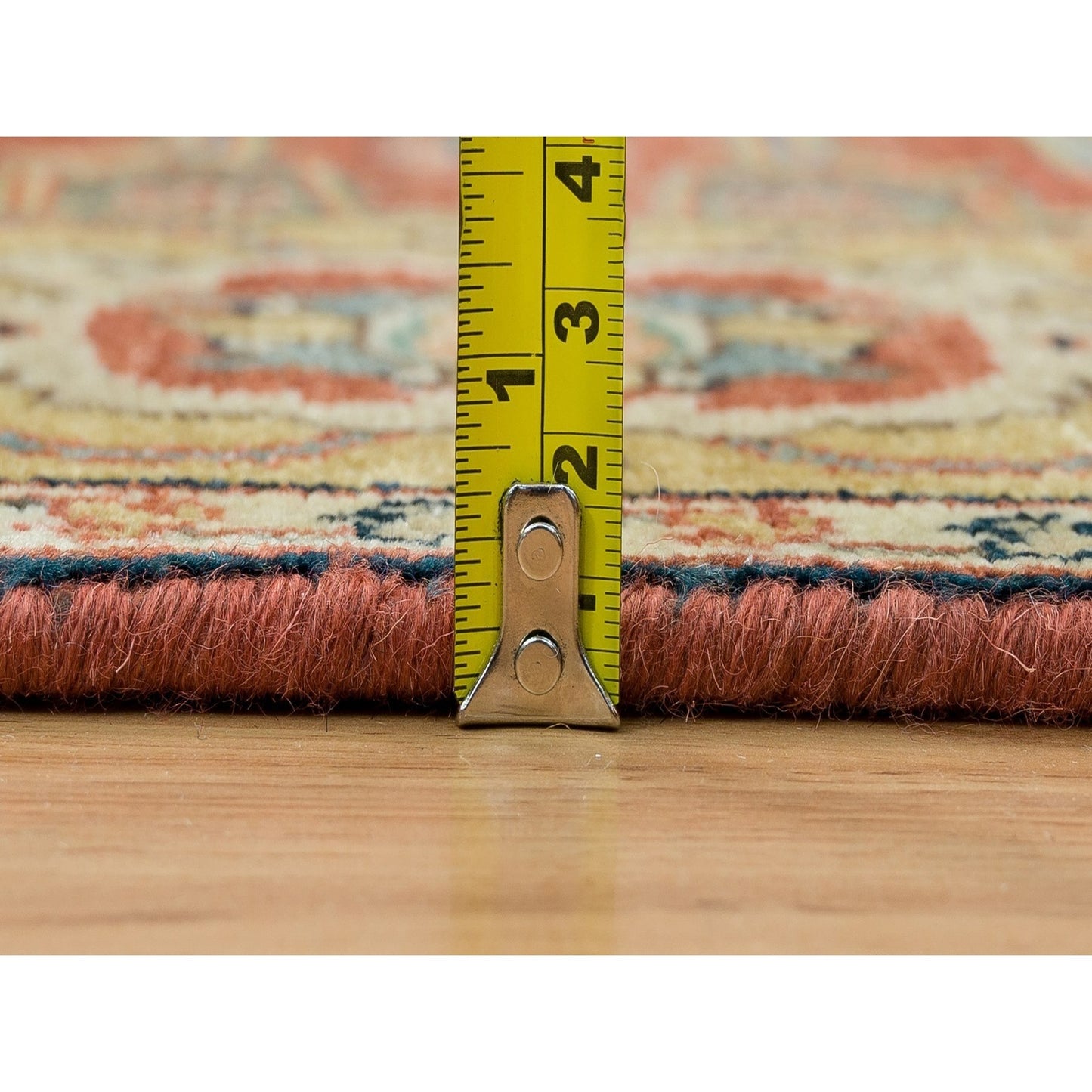 4'X10' Red Heris Re-Creation Hand Knotted Wool Wide Runner Rug