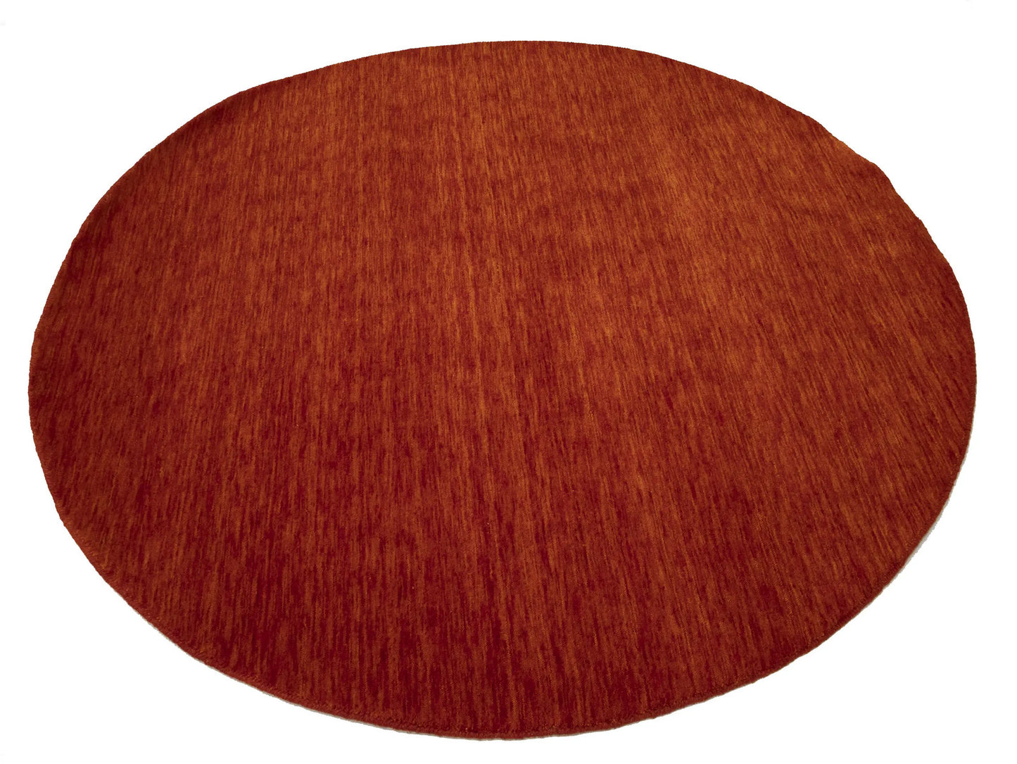 5'11x5'11 Orange Red Solid Hand-Loomed 6X6 Gabbeh Wool Round Rug Oriental