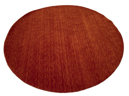 5'11x5'11 Orange Red Solid Hand-Loomed 6X6 Gabbeh Wool Round Rug Oriental