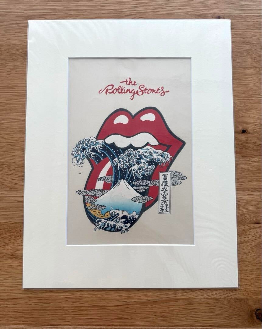 The Rolling Stones Fuji Great Tongue Red Limited Woodblock Print Hokusai Ukiyoe
