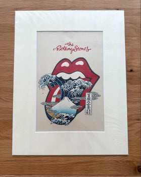 The Rolling Stones Fuji Great Tongue Red Limited Woodblock Print Hokusai Ukiyoe