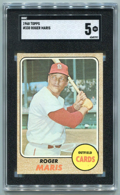 Roger Maris 1968 Topps Card #330 Sgc Graded 5