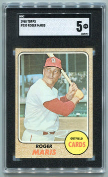 Roger Maris 1968 Topps Card #330 Sgc Graded 5