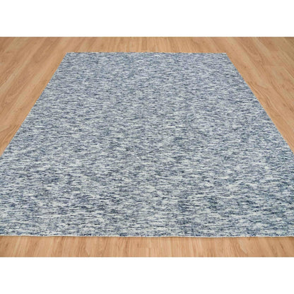 12'X12' Blue Wool Hand Loomed Modern Striae Design Oriental Square Rug