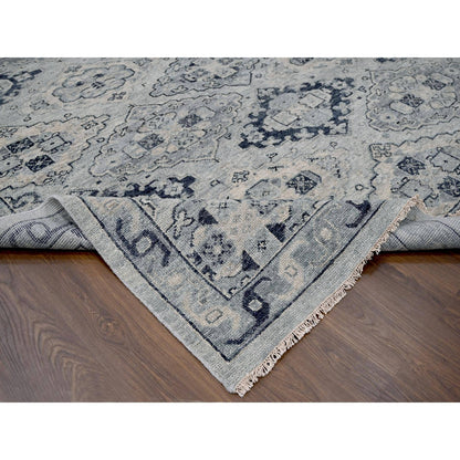 13'9"X17'9" Gray Wool Hand Knotted Anatolian Design Oversized Rug