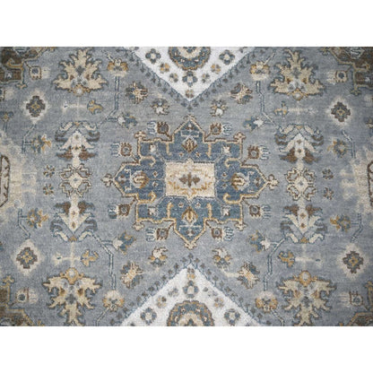 8'X8' Gray And Ivory Karjihooz Design Wool Square Oriental Rug