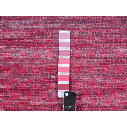 9'4"X12'2" Desire Red Wool Hand Knotted Modern Chiaroscuro Collection Rug