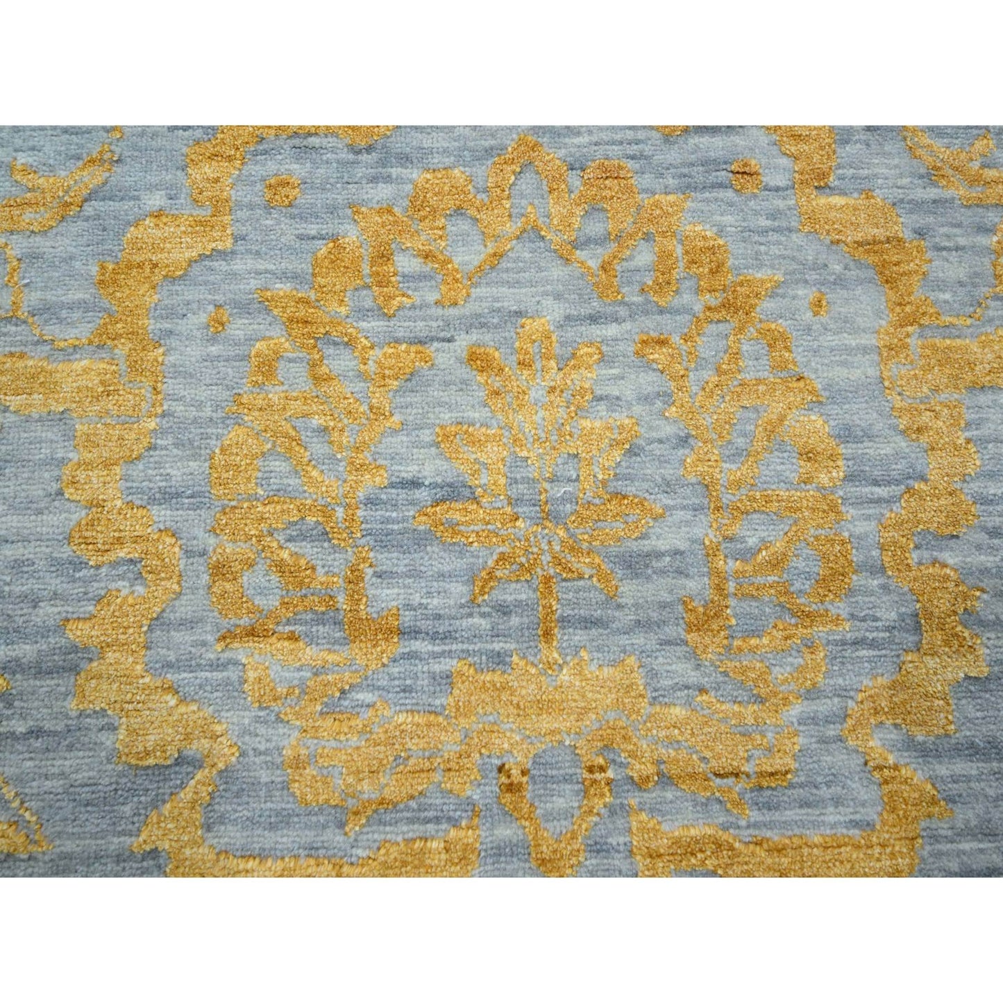 10'X14' Gold Zoroastrian Influence Design Hand Knotted Wool & Silk Rug