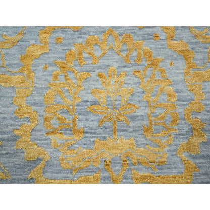 10'X14' Gold Zoroastrian Influence Design Hand Knotted Wool & Silk Rug