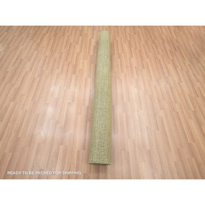 6'X8'9" Shades Of Brown Modern Grass Design Hand Knotted Wool & Silk Rug