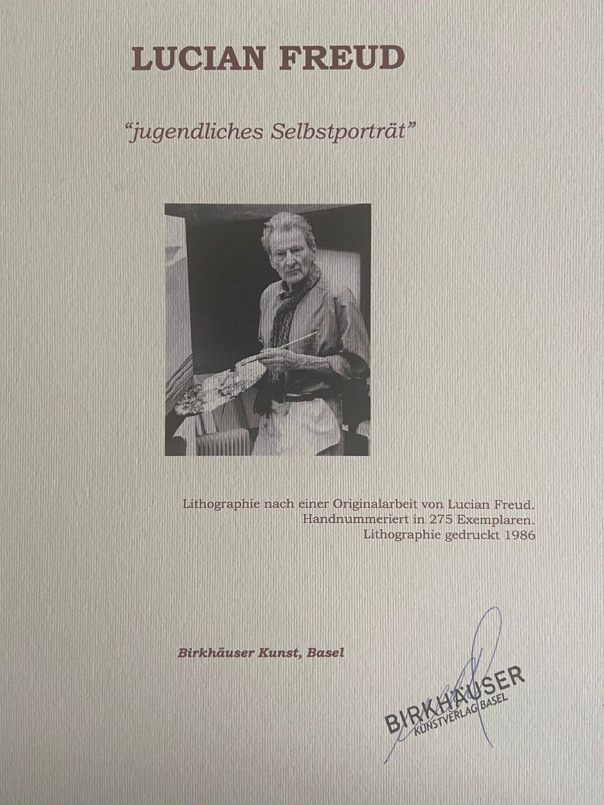 Lucian Freud Lithograph Coa Hand-Numbered Signed Limited 275Ex