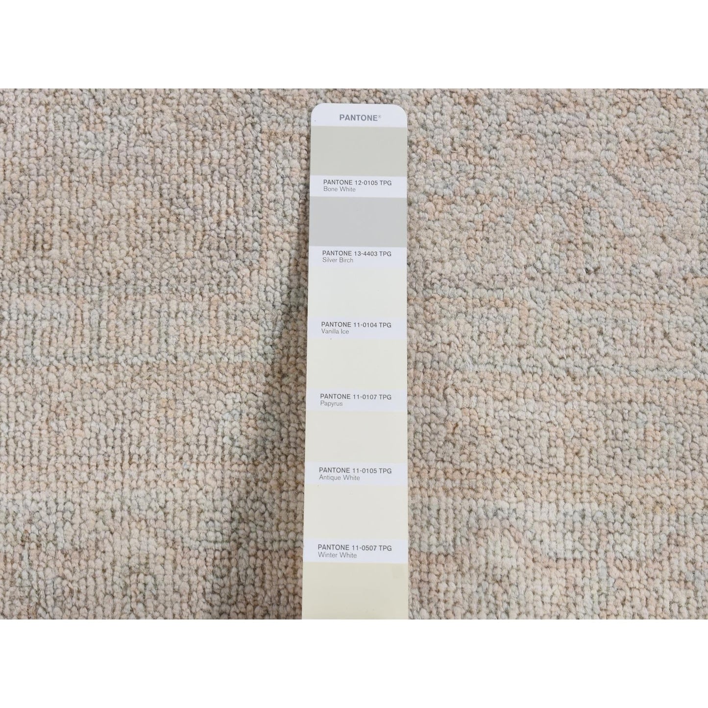 4'X6' Beige Hand Knotted Washed Out Khotan Design Pure Wool Rug