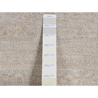 4'X6' Beige Hand Knotted Washed Out Khotan Design Pure Wool Rug