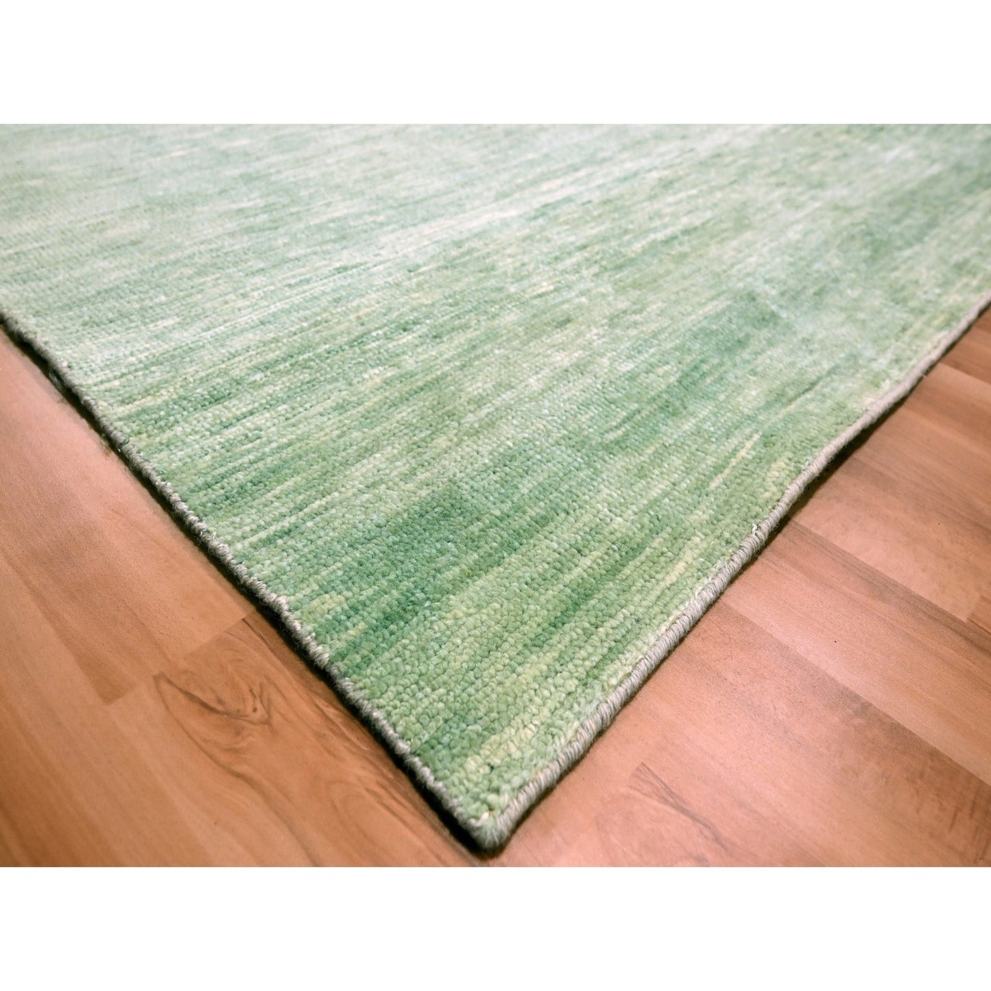 9'4"X12'4" Mist Green Modern Plain Design Pure Wool Hand Knotted Rug