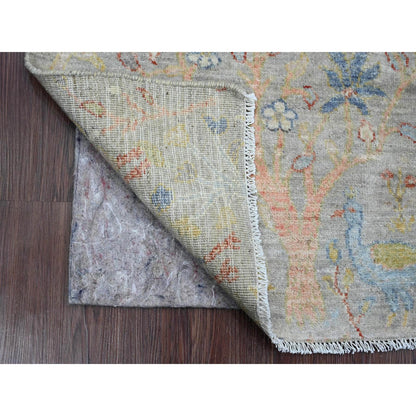 2'1"X3'1" Gray Hand Knotted Birds Of Paradise Design Soft Wool Mat Rug