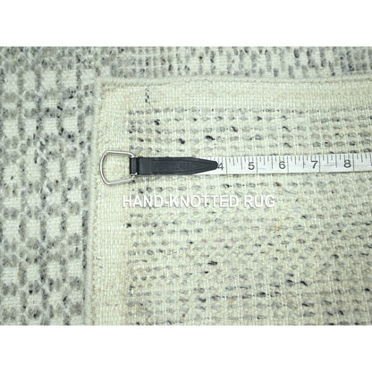 2'X3' Gray Hand Knotted Rug Wool Oxidized Grass Design Mat Sample