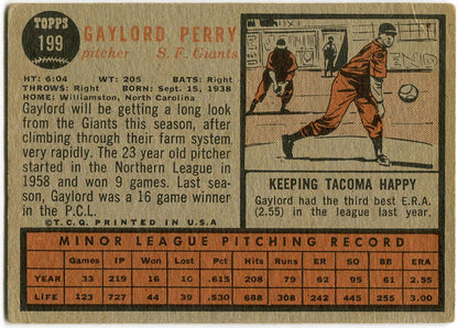 Gaylord Perry 1962 Topps Card