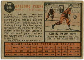 Gaylord Perry 1962 Topps Card