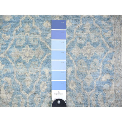 2'5"X18'9" Blue Finer Peshawar Wool Hand Knotted Xl Runner Oriental Rug