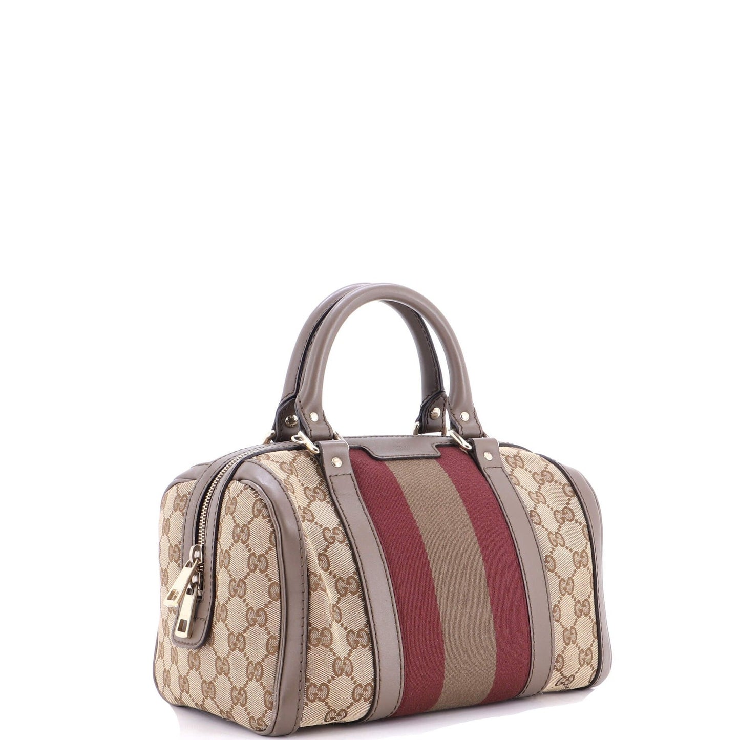 Gucci Vintage Web Boston Bag Gg Canvas Small
