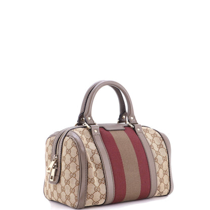 Gucci Vintage Web Boston Bag Gg Canvas Small