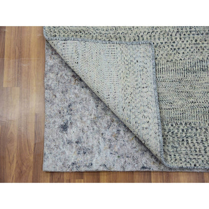 3'X5'6" Light Gray Modern Grass Design Undyed Pure Wool Hand Knotted Rug