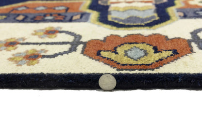 9X12 ft Navy Tribal Heriz Serapi Wool Oriental