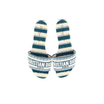 Christian Dior Women'S Dway Flat Sandals Embroidered Canvas