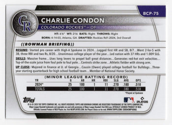 Charlie Condon 2025 Bowman Chrome 1St Bowman